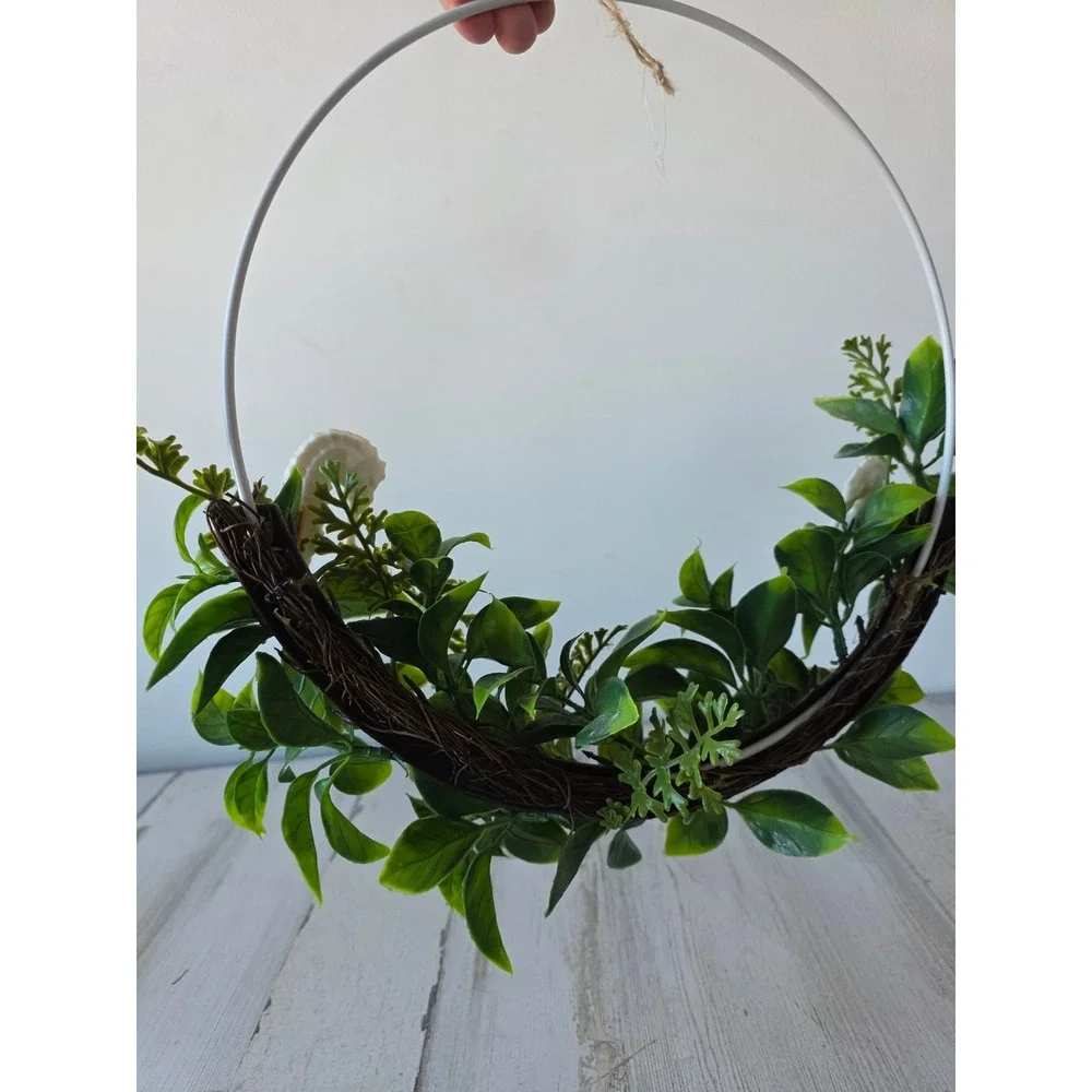 Seahorse plant hanging Beach bathroom decor white green shabby chic unique